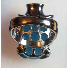 Load image into Gallery viewer, Size 8 Simulated Blue Cat's Eye 7.4 ctw, White Austrian Crystal, Enameled, Stainless Steel Ring