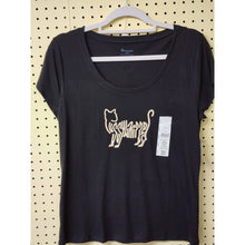 Load image into Gallery viewer, Large "Pussywhipped" Cat Lover, Gold Cat NO BOUNDARIES, Black T-SHIRT 12-14