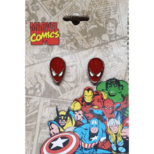 Load image into Gallery viewer, Marvel Comics "SPIDER-MAN Mask" Enamel STUD EARRINGS, in Silvertone