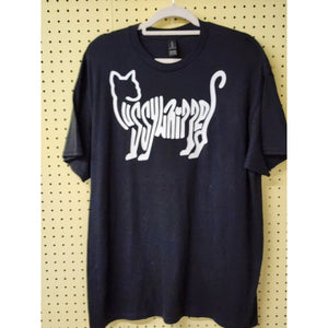 XL "Pussywhipped", Cat Lover T-Shirt, Kitten Logo, Solid White On Black