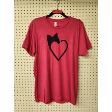 Load image into Gallery viewer, Medium &quot;Pussywhipped&quot; Short Sleeve Cat Lover T-Shirt, BlackHeart Logo On Red