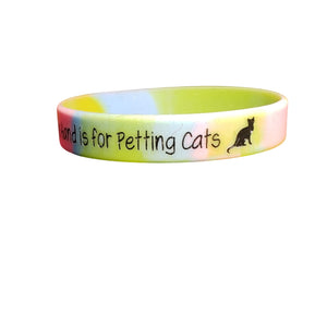 Multi Color "This Hand Is For Petting Cats" Silicone Bracelet, Rubber Wristband