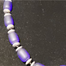 Load image into Gallery viewer, Hand Knotted, Blue Czech Glass 16" Short Necklace.