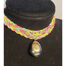 Load image into Gallery viewer, Rainbow / Multi Color Nylon Choker with Iridescent Czech Glass Drop, Adjustable