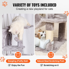 Load image into Gallery viewer, VEVOR Cat Tree 63&quot; Cat Tower with 2 Cat Condos Sisal Scratching Post Light Grey