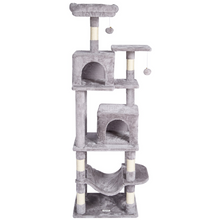 Load image into Gallery viewer, VEVOR Cat Tree 63&quot; Cat Tower with 2 Cat Condos Sisal Scratching Post Light Grey