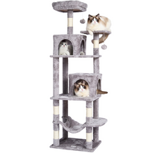 Load image into Gallery viewer, VEVOR Cat Tree 63&quot; Cat Tower with 2 Cat Condos Sisal Scratching Post Light Grey