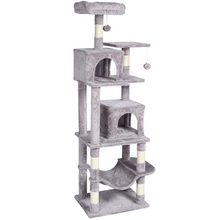 Load image into Gallery viewer, VEVOR Cat Tree 63&quot; Cat Tower with 2 Cat Condos Sisal Scratching Post Light Grey