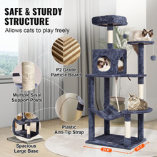 Load image into Gallery viewer, VEVOR Cat Tree 56.2&quot; Cat Tower with Cat Condo Sisal Scratching Post Dark Grey