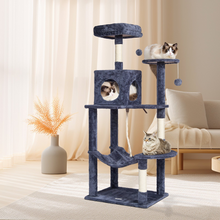 Load image into Gallery viewer, VEVOR Cat Tree 56.2&quot; Cat Tower with Cat Condo Sisal Scratching Post Dark Grey