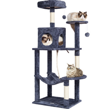 Load image into Gallery viewer, VEVOR Cat Tree 56.2&quot; Cat Tower with Cat Condo Sisal Scratching Post Dark Grey