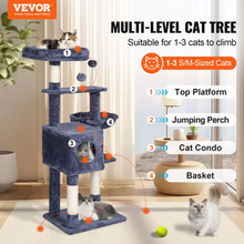 Load image into Gallery viewer, VEVOR Cat Tree 45.2&quot; Cat Tower with Cat Condo Sisal Scratching Post Dark Grey