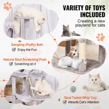 Load image into Gallery viewer, VEVOR Cat Tree 56.2&quot; Cat Tower with Cat Condo Sisal Scratching Post Light Grey