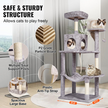 Load image into Gallery viewer, VEVOR Cat Tree 56.2&quot; Cat Tower with Cat Condo Sisal Scratching Post Light Grey