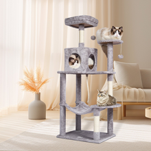 Load image into Gallery viewer, VEVOR Cat Tree 56.2&quot; Cat Tower with Cat Condo Sisal Scratching Post Light Grey