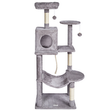 Load image into Gallery viewer, VEVOR Cat Tree 56.2&quot; Cat Tower with Cat Condo Sisal Scratching Post Light Grey