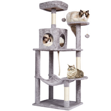 Load image into Gallery viewer, VEVOR Cat Tree 56.2&quot; Cat Tower with Cat Condo Sisal Scratching Post Light Grey