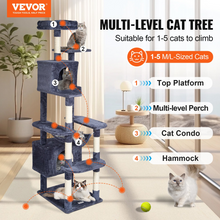 Load image into Gallery viewer, VEVOR Cat Tree 72&quot; Cat Tower with 2 Cat Condos Sisal Scratching Post Dark Grey