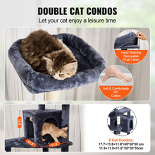 Load image into Gallery viewer, VEVOR Cat Tree 72&quot; Cat Tower with 2 Cat Condos Sisal Scratching Post Dark Grey