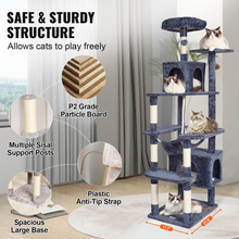 Load image into Gallery viewer, VEVOR Cat Tree 72&quot; Cat Tower with 2 Cat Condos Sisal Scratching Post Dark Grey