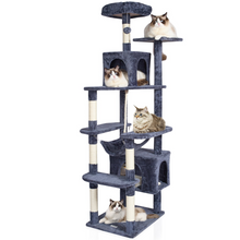 Load image into Gallery viewer, VEVOR Cat Tree 72&quot; Cat Tower with 2 Cat Condos Sisal Scratching Post Dark Grey