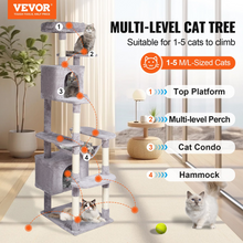 Load image into Gallery viewer, VEVOR Cat Tree 72&quot; Cat Tower with 2 Cat Condos Sisal Scratching Post Light Grey