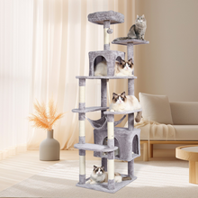 Load image into Gallery viewer, VEVOR Cat Tree 72&quot; Cat Tower with 2 Cat Condos Sisal Scratching Post Light Grey
