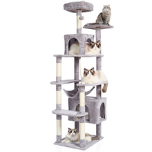 Load image into Gallery viewer, VEVOR Cat Tree 72&quot; Cat Tower with 2 Cat Condos Sisal Scratching Post Light Grey