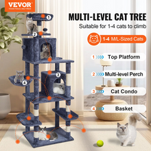 Load image into Gallery viewer, VEVOR Cat Tree 68.5&quot; Cat Tower with Cat Condos Sisal Scratching Post Dark Grey