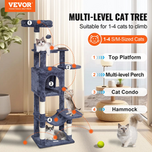 Load image into Gallery viewer, VEVOR Cat Tree 60.6&quot; Cat Tower with Cat Condo Sisal Scratching Post Dark Grey