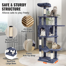 Load image into Gallery viewer, VEVOR Cat Tree 60.6&quot; Cat Tower with Cat Condo Sisal Scratching Post Dark Grey