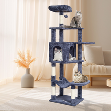 Load image into Gallery viewer, VEVOR Cat Tree 60.6&quot; Cat Tower with Cat Condo Sisal Scratching Post Dark Grey