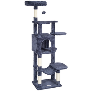 VEVOR Cat Tree 60.6" Cat Tower with Cat Condo Sisal Scratching Post Dark Grey