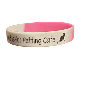 Pink & White" This Hand Is For Petting Cats" Silicone Bracelet Rubber Wristband