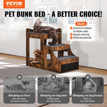 Load image into Gallery viewer, VEVOR Pet Bunk Bed with Stairs Dog/Cat Window Perch with Storage Indoor Brown