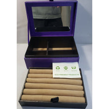 Load image into Gallery viewer, Purple Faux Leather 5" x 7" 2 Tier Jewelry Storage Box, Tan Felt Interior with