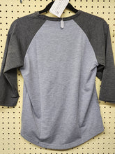 Load image into Gallery viewer, Back view of youth large raglan baseball shirt