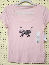 Load image into Gallery viewer, Front view of light pink scoop tee hanging flat with tags