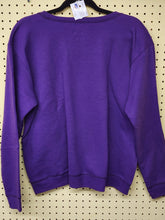 Load image into Gallery viewer, Back of purple crewneck sweatshirt