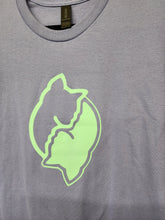 Load image into Gallery viewer, Close-up of lime green interlocking cats chest graphic and collar