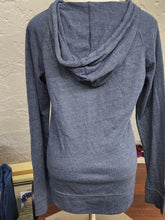 Load image into Gallery viewer, Back of JanSport heather slate blue zip-up hoodie on mannequin