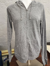 Load image into Gallery viewer, Front view on mannequin of JanSport heather grey full zip hoodie