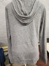 Load image into Gallery viewer, Back of JanSport heather grey zip-up hoodie on mannequin