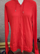 Load image into Gallery viewer, Front view on mannequin of JanSport heather red full zip hoodie