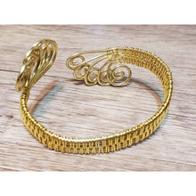 Load image into Gallery viewer, Hand Woven, Gold Tone, Nickel Free Aluminum &amp; Copper Alloy Wire Wrapped Bracelet