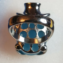 Load image into Gallery viewer, Size 8 Simulated Blue Cat's Eye 7.4 ctw, White Austrian Crystal, Enameled,...