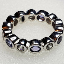 Load image into Gallery viewer, Size 6, 1.61 tcw Tanzanite &amp; Zircon Bezel Set "Eternity Band" Ring in...