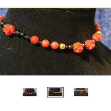 Load image into Gallery viewer, Hand Knotted Silk &amp; Red Coral Choker Necklace. Adj