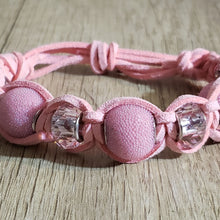 Load image into Gallery viewer, Genuine Pink Leather Adjustable Bracelet
