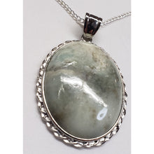 Load image into Gallery viewer, AQUAMARINE QUARTZ, 65+ ct Pendant. 2&quot; Drop On 18&quot; Silvertone Necklace